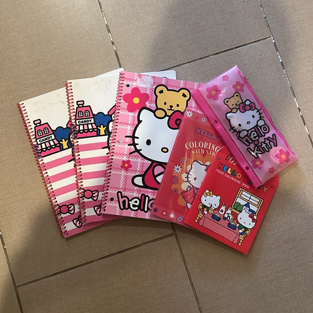 COPY - Hello kitty bundle - 3 wide rule notebook, 2 coloring books, one pencil …